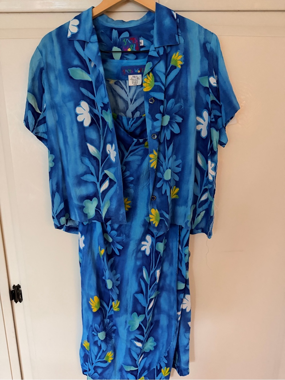 Jams World Blue Floral Maxi skirt Dress Set with Yellow Accents